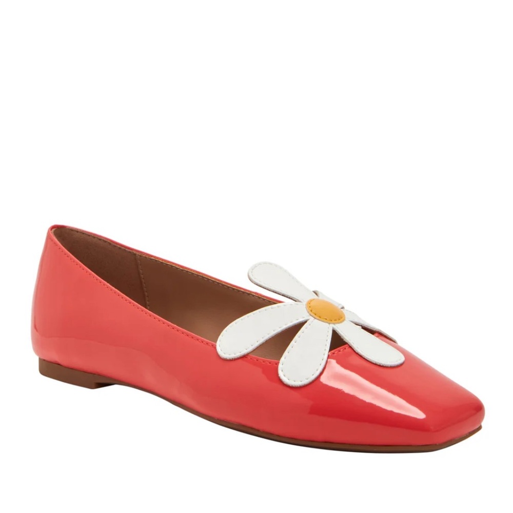 Katy Perry Collections Red Flats with Daisy Accent